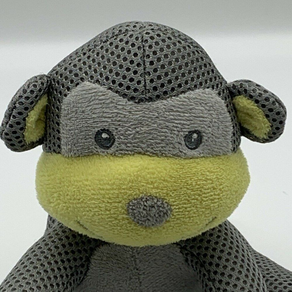 Breathable Baby Rattle Monkey Grey Mesh Plush - Picture 3 of 8